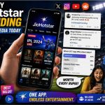 JioHotstar trending discussion showing OTT streaming app screens with reaction emojis and mobile viewers